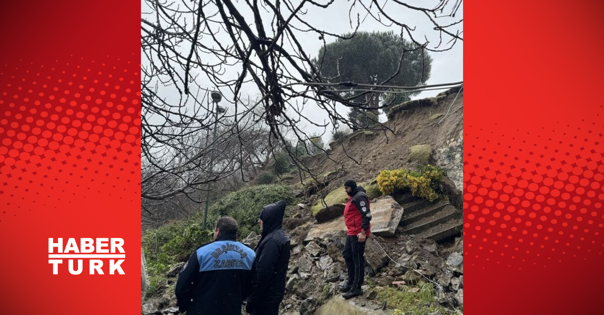 Beşiktaş’ta toprak kayması sonucu istinat duvarı yıkıldı